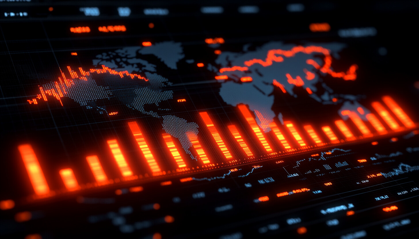 A visually captivating depiction of global markets interconnected with China's economy, featuring a stylized world map and dynamic financial graphs.