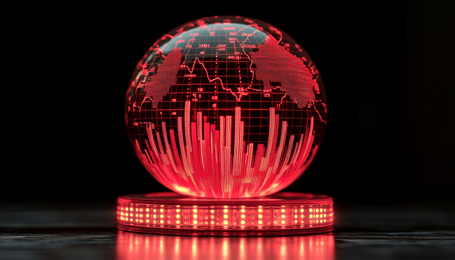 A visually striking cover image depicting a globe with interconnected financial graphs, highlighting the global market's reaction to China's economic data.