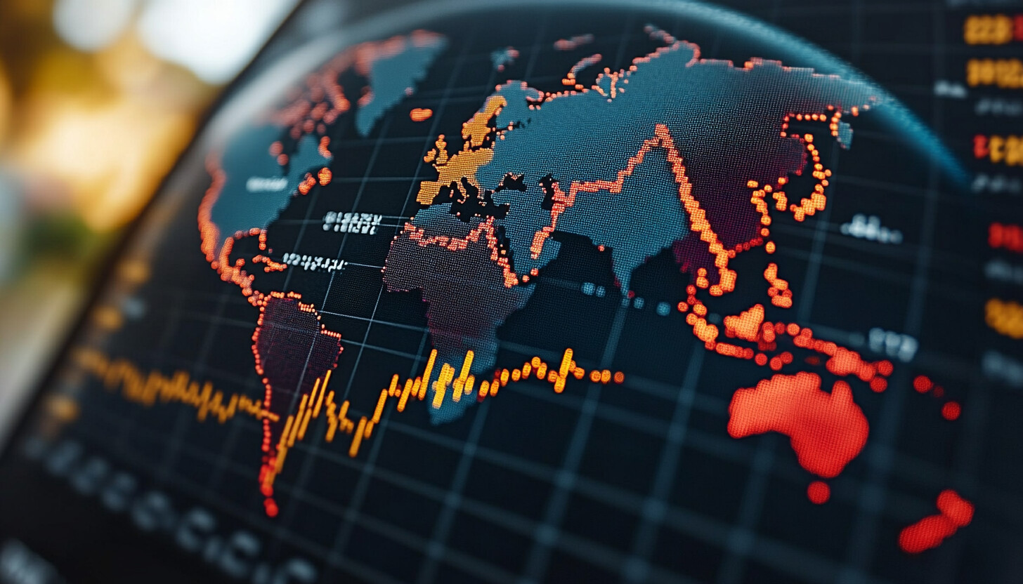 A visually striking cover image depicting a globe with interconnected financial graphs, highlighting the global market's reaction to China's economic data.