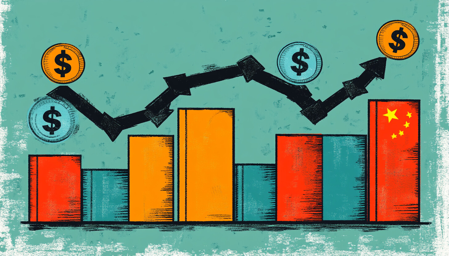 A dynamic illustration of a rising graph with Chinese currency symbols, showcasing growth and optimism in the global economy.