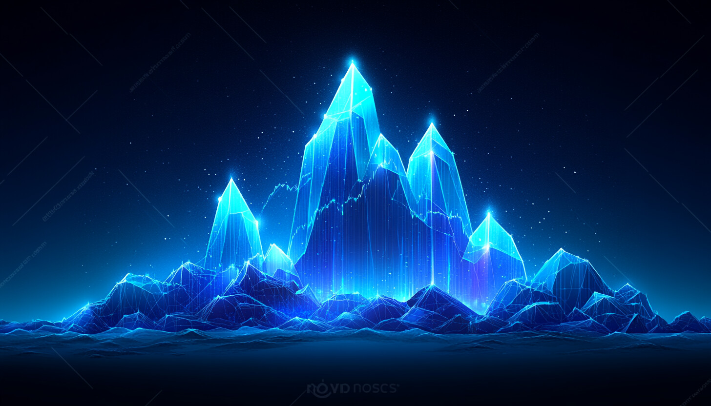 A modern and sleek stock market graph with an upward trend, set against a backdrop of calming blue hues to evoke a sense of stability and growth.