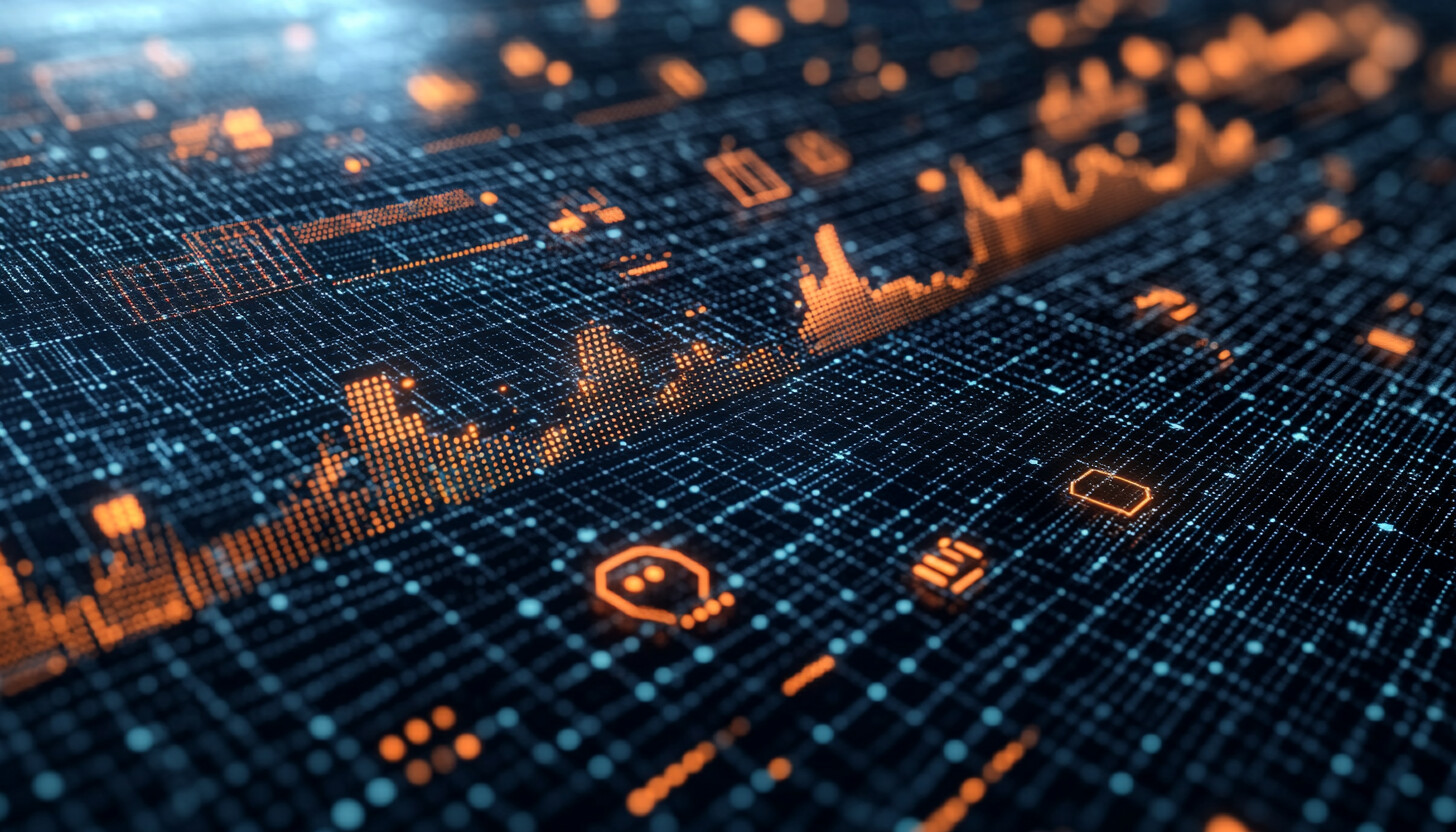 A visually striking illustration featuring a dynamic mix of digital data streams and AI icons, symbolizing MongoDB's challenges and opportunities in the AI growth landscape.