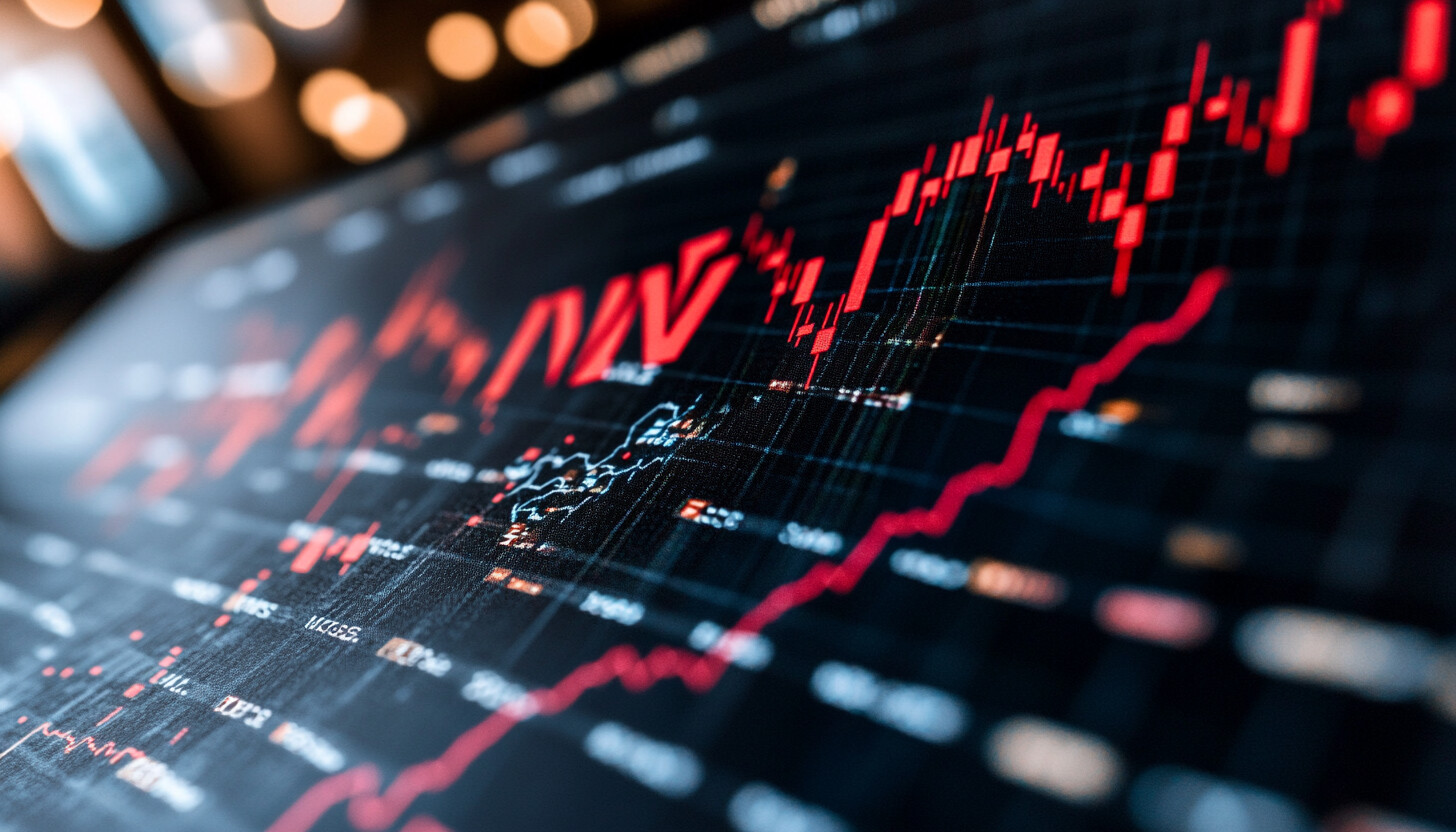 A dynamic, digital illustration of Nvidia's logo juxtaposed with a stock market graph, symbolizing the recent decline in stock value amid AI chip demand discussions.