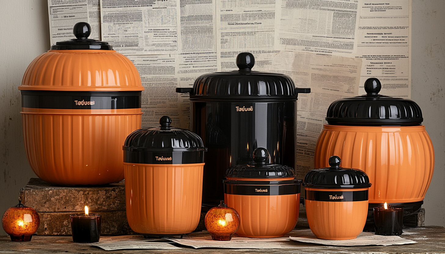 A visually striking image of iconic kitchenware items like Tupperware containers and Instant Pot, artfully arranged against a backdrop of financial documents symbolizing economic hardship.