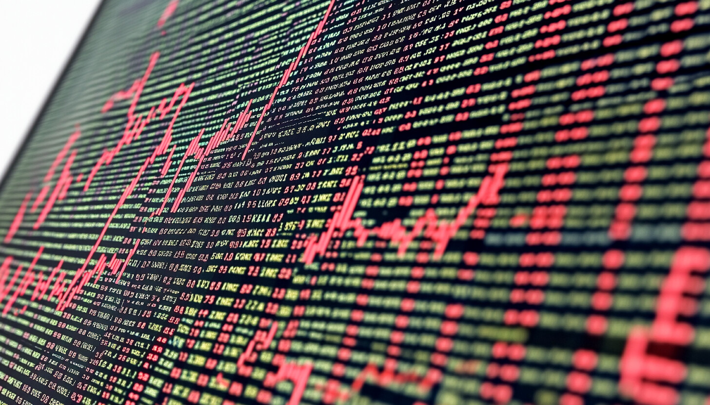 Aesthetic representation of a stock market chart with a downward trend, capturing the recent decline