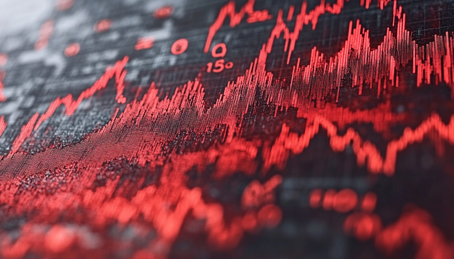 A dynamic graph illustrating market fluctuations with a backdrop of financial symbols, highlighting 